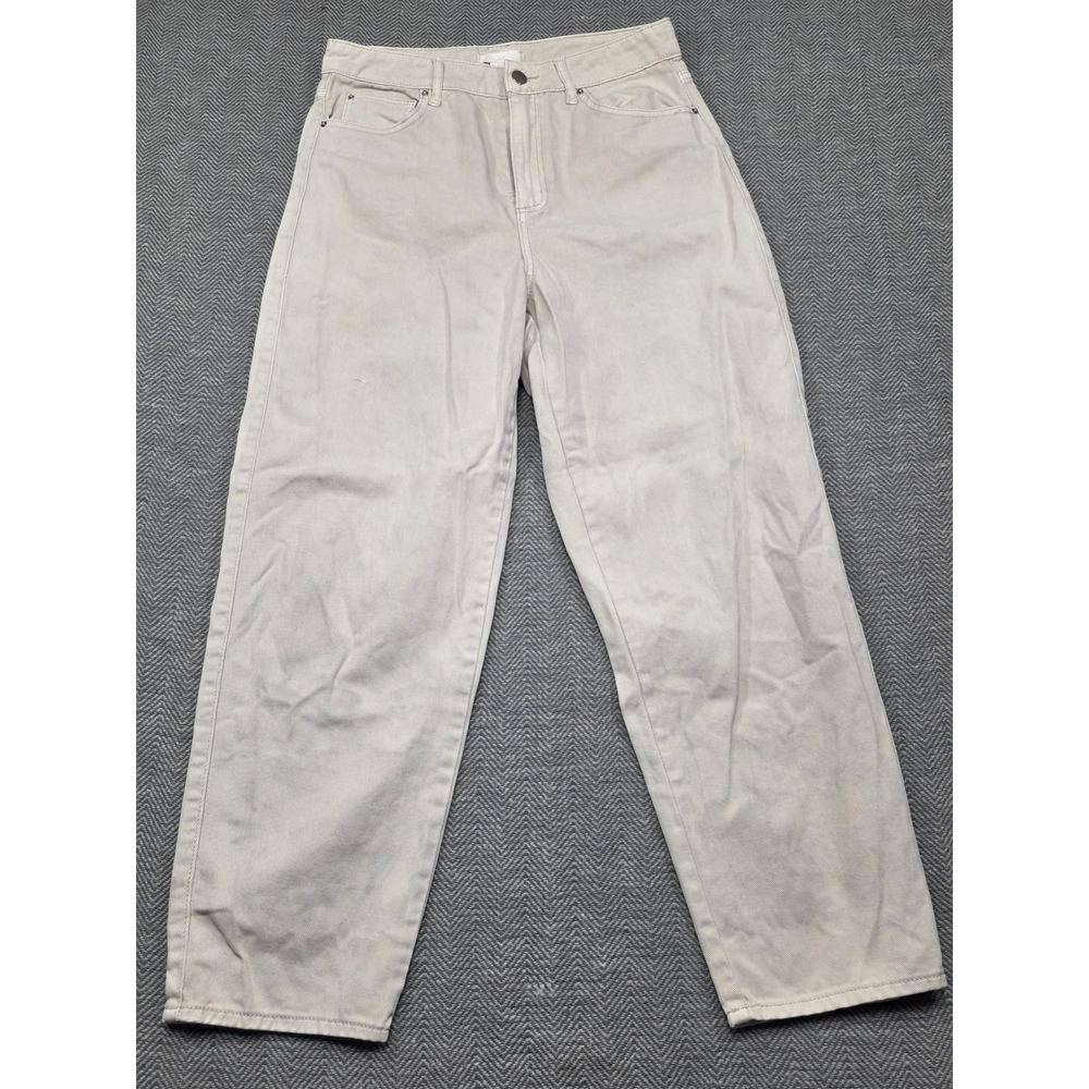 HM Womens High Waisted Wide Leg Denim Jeans Light Beige Stone Wash Size 8